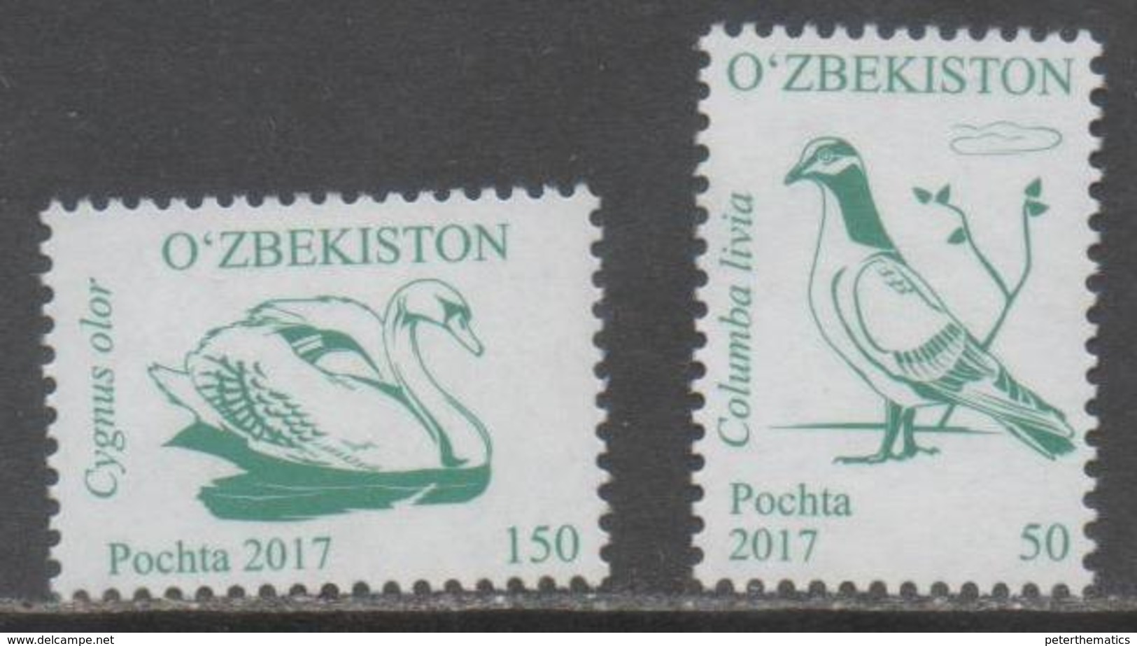 UZBEKISTAN , 2017, MNH, BIRDS,2v - Swans