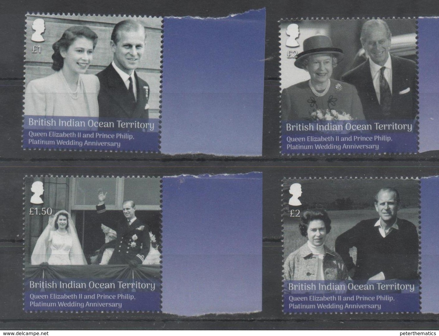 BRITISH INDIAN OCEAN TERRITORY, BIOT, 2017, MNH, QEII, ROYALTY, QUEEN ELIZABETH PLATINUM WEDDING ANNIVERSARY,4v - Royalties, Royals