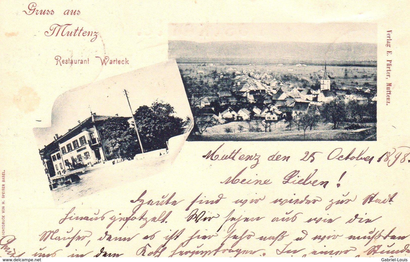 Gruss Aus Muttenz - Restaurant Warleck - 1898 - Muttenz