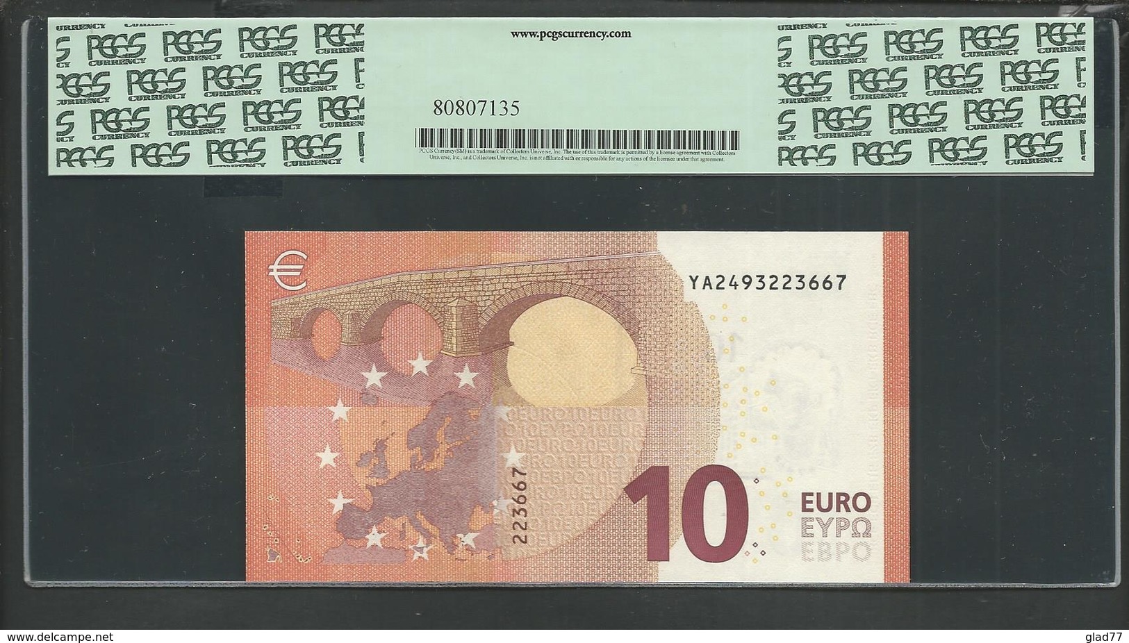 Greece "Y"10 EURO Draghi Signature! Printer Y004C6 Extremely Rare! PCGS 66PPQ (Perfect Paper Quality!) GEM UNC! - 10 Euro