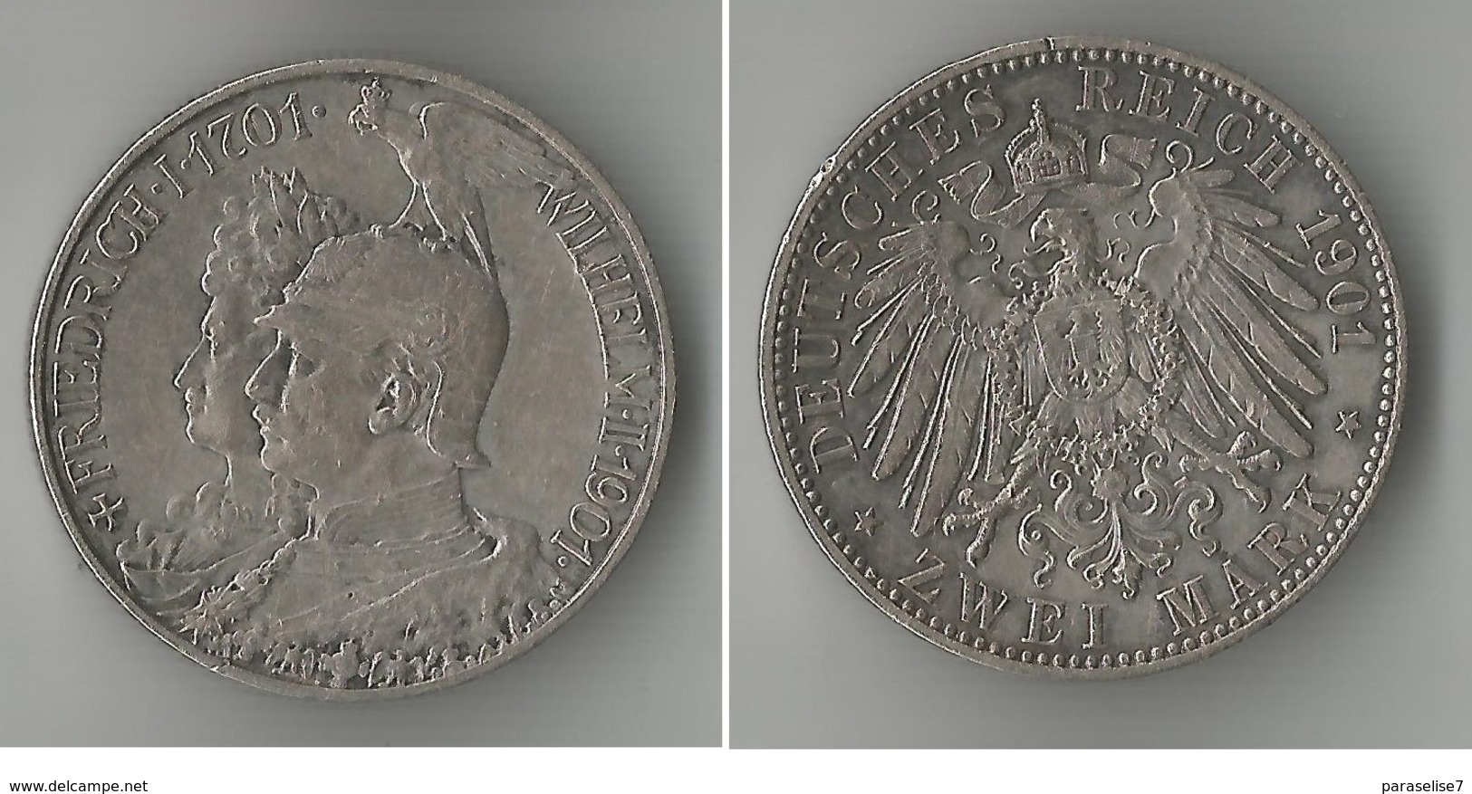 ALLEMAGNE 2 MARK 1901 ARGENT - 2, 3 & 5 Mark Plata