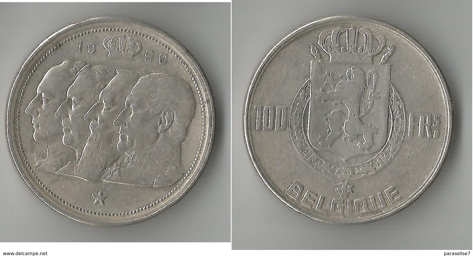 BELGIQUE  100 FRANCS 1950 ARGENT - 100 Francs