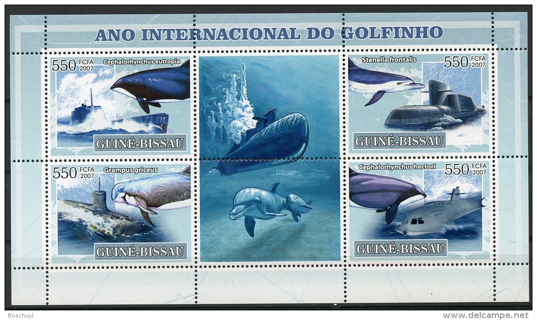 Guinea Bissau, 2007, International Dolphin Year, Boats, Ships, MNH, Michel 3554-3557 - Guinée-Bissau