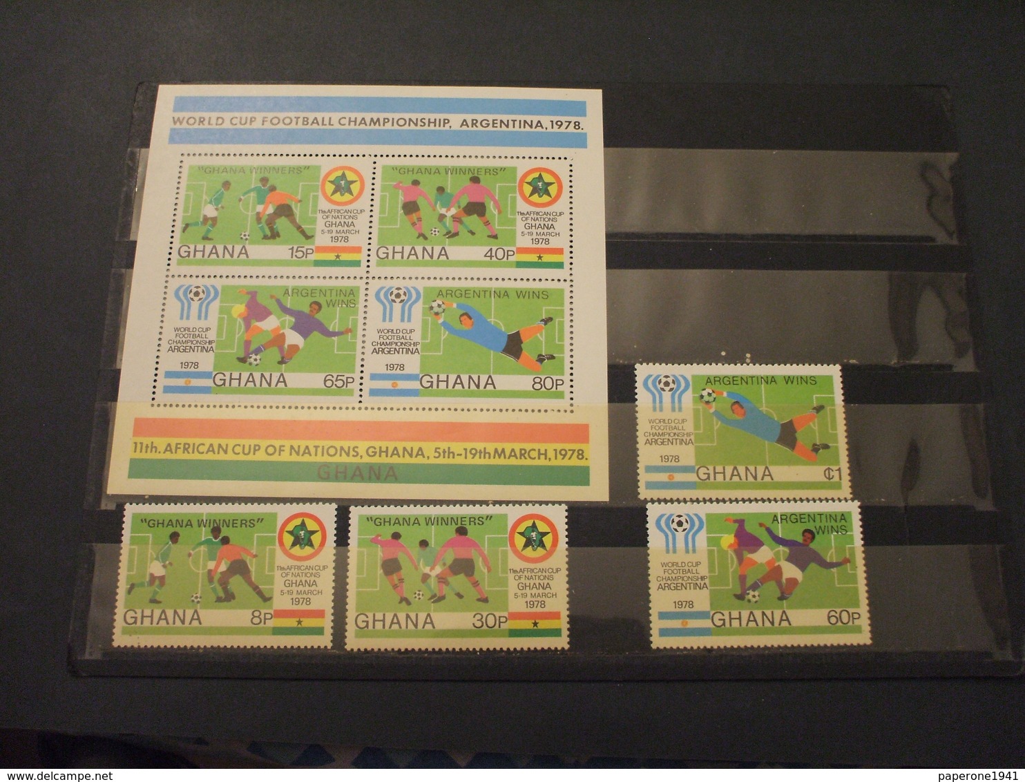 GHANA - 1978 CALCIO VINCITORI 4 VALORI + BF - NUOVI(++) - Ghana (1957-...)