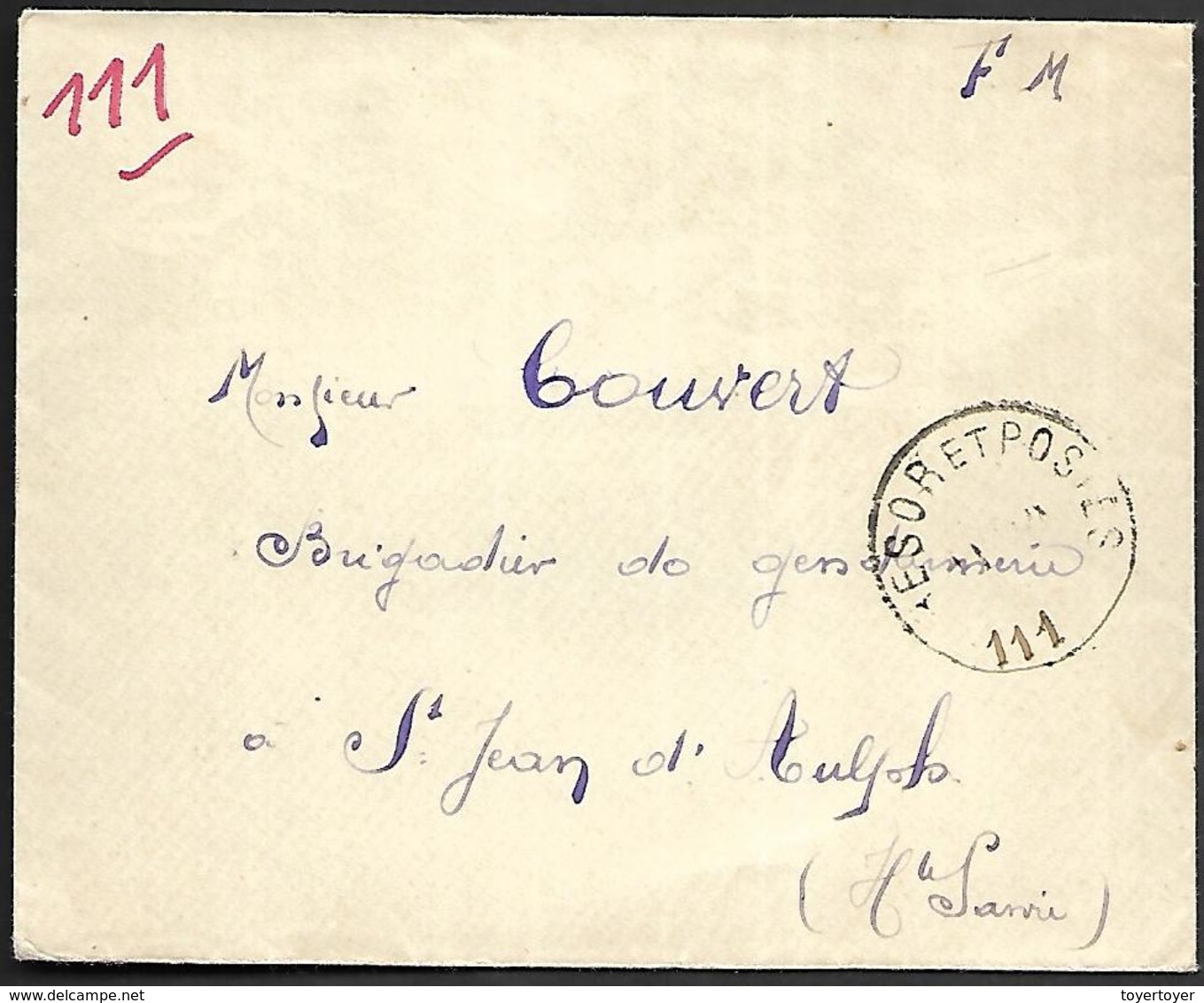 CM 123  Correspondance Militaire De 1915 Cachet Trésor Et Postes Simple Cercle N°(SP)111 QG De La 6ème Armée - Guerre De 1914-18