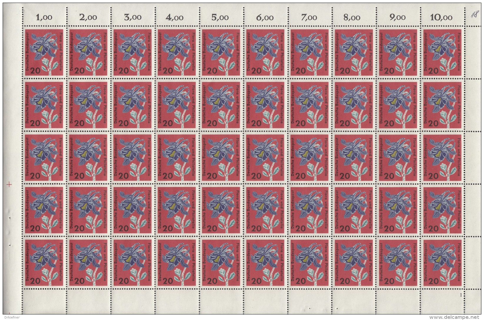 BRD 392-395, 4 Schalterbogen (10x5), Postfrisch **, Mit Abarten, Flora Und Philatelie IGA 1963 - Unused Stamps