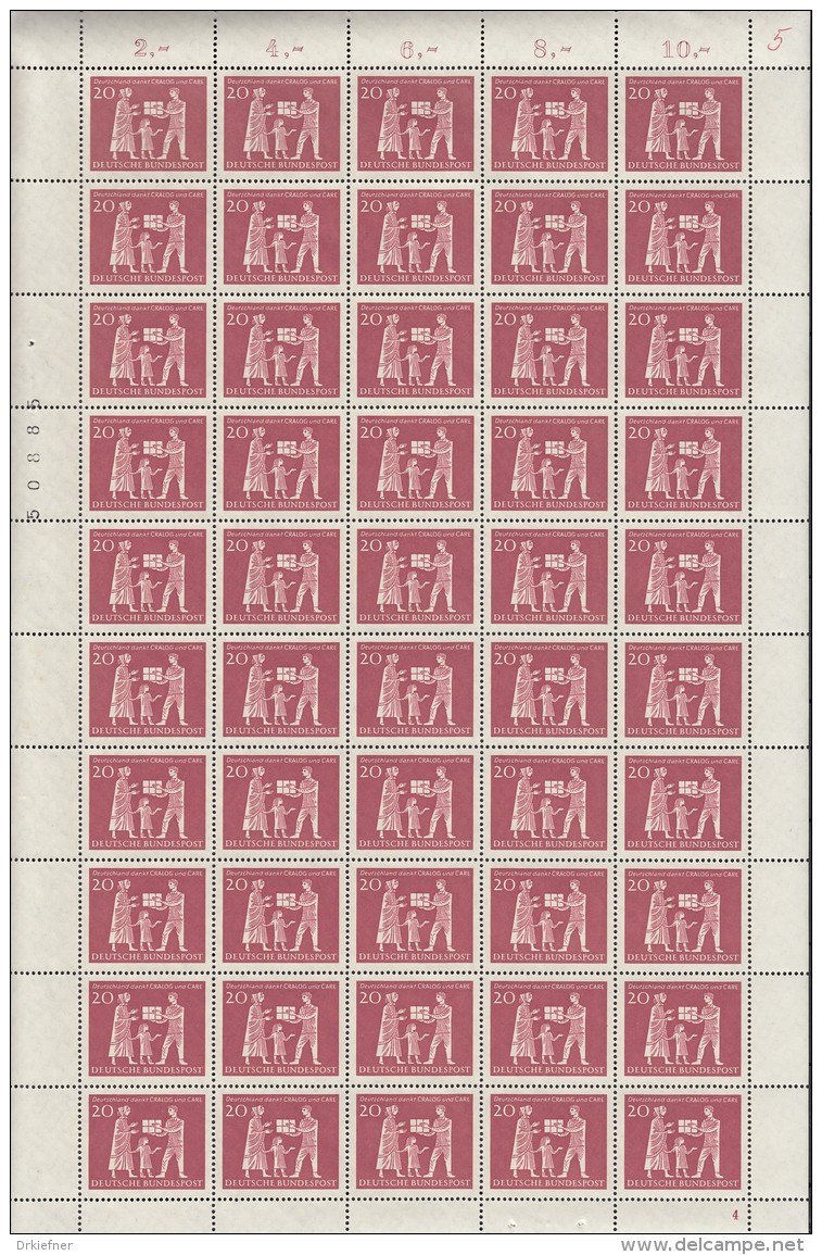 BRD 390, Schalterbogen (5x10), FN 4, Postfrisch **, CRALOG Und CARE Hilfeleistungen 1963 - Ungebraucht
