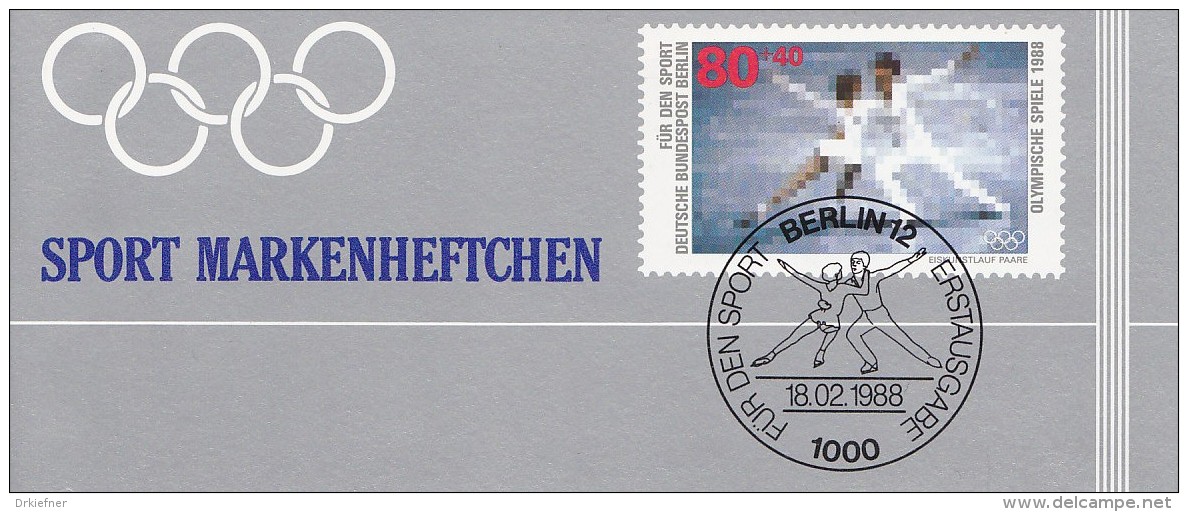 BERLIN DSH-MH 11 B Postfrisch **, Privates Markenheftchen Der Deutschen Sporthilfe 1988 Mit 6x MiNr 802, Eiskunstlauf - Markenheftchen