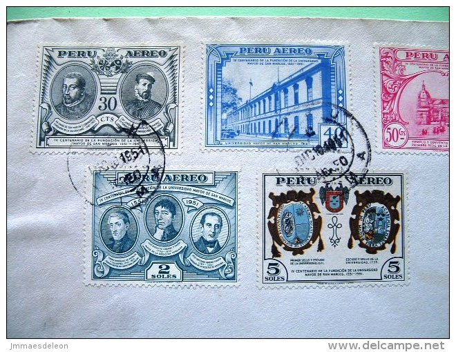 Peru 1951 Cover To USA - San Marcos University (full Set) - Pérou