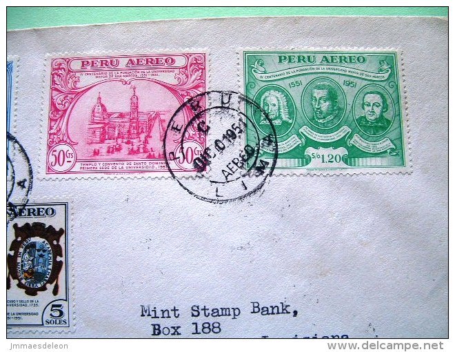 Peru 1951 Cover To USA - San Marcos University (full Set) - Pérou