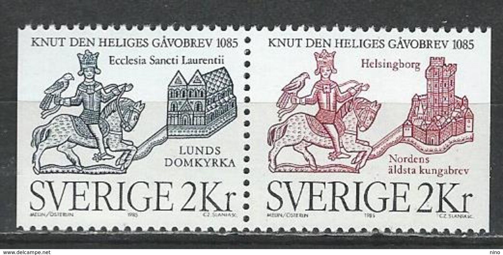 Sweden. Scott # 1538-39 MNH Pair. King Saint Knut IV. Joint Issue With Denmark 1985 - Joint Issues