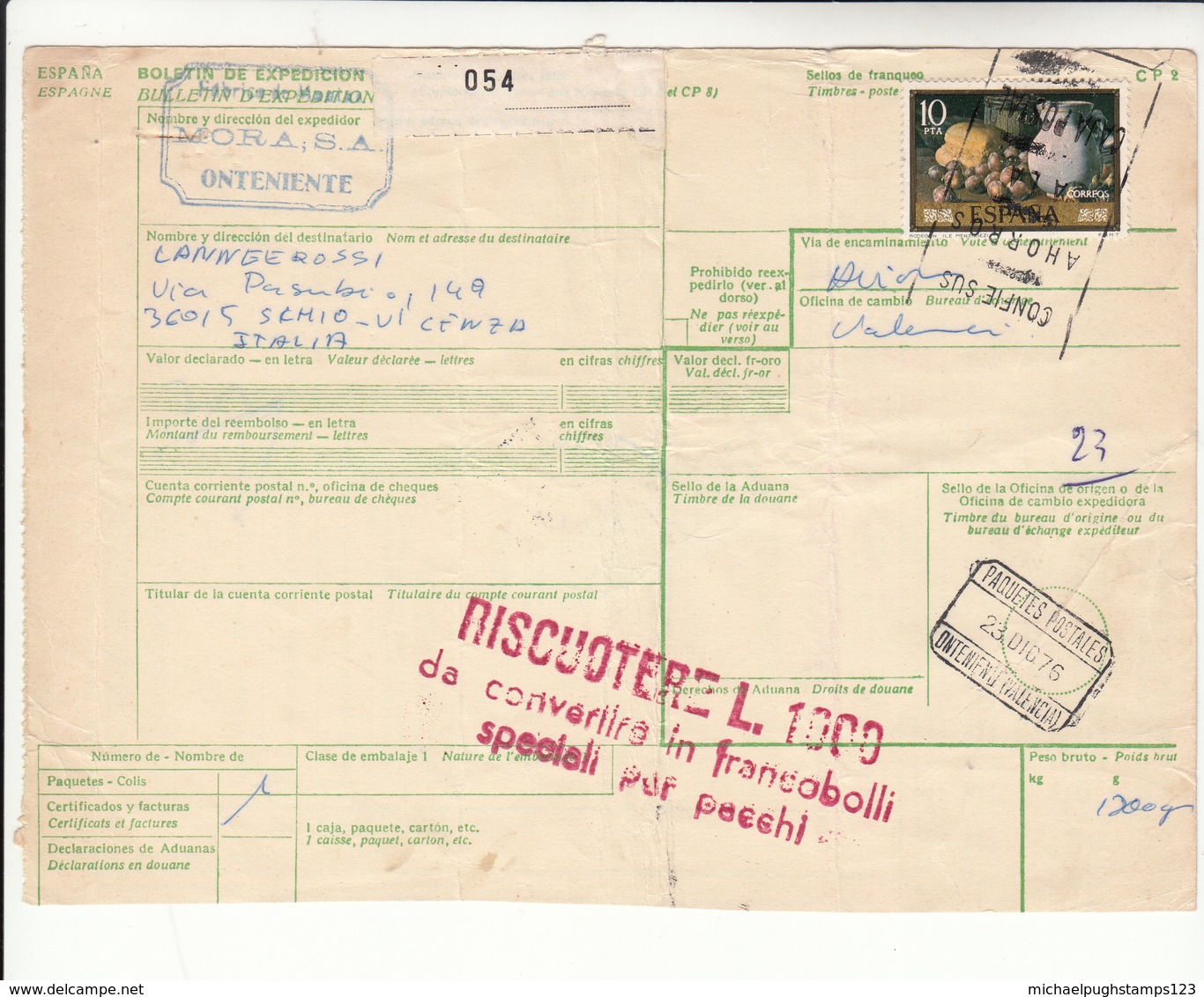 Spain / Parcel Cards / Italy / Tax - Other & Unclassified