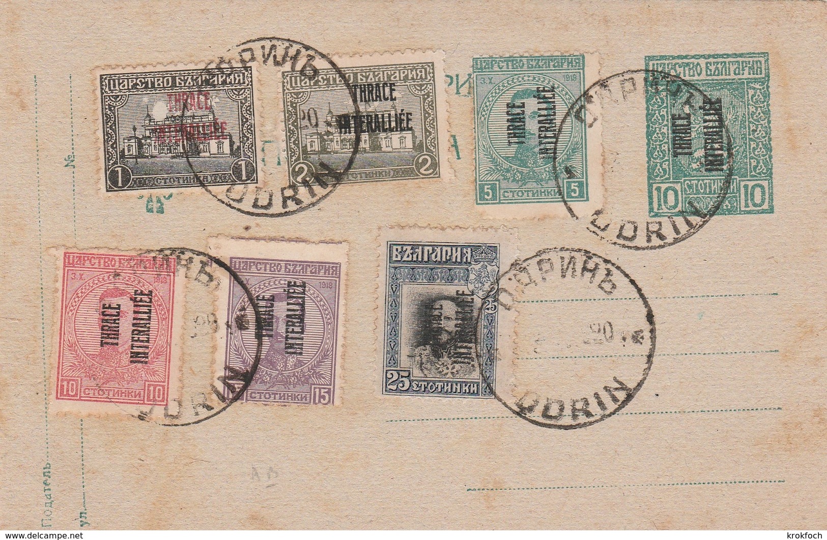 Thrace Interalliée - Odrin 1920 - Avec 6 Timbres Surchargés - Entier Ganzsache Stationery - Interi Postali