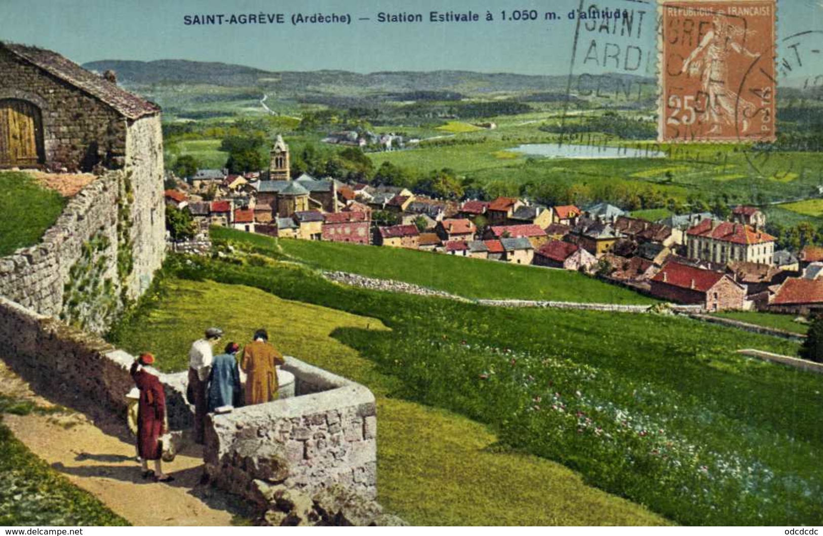 SAINT AGREVE (Ardèche) Station Estivale à 1050m D'Alt Colorisée Vue De La Table D' Orentation Tim Cachet Flamme Daguin - Saint Agrève