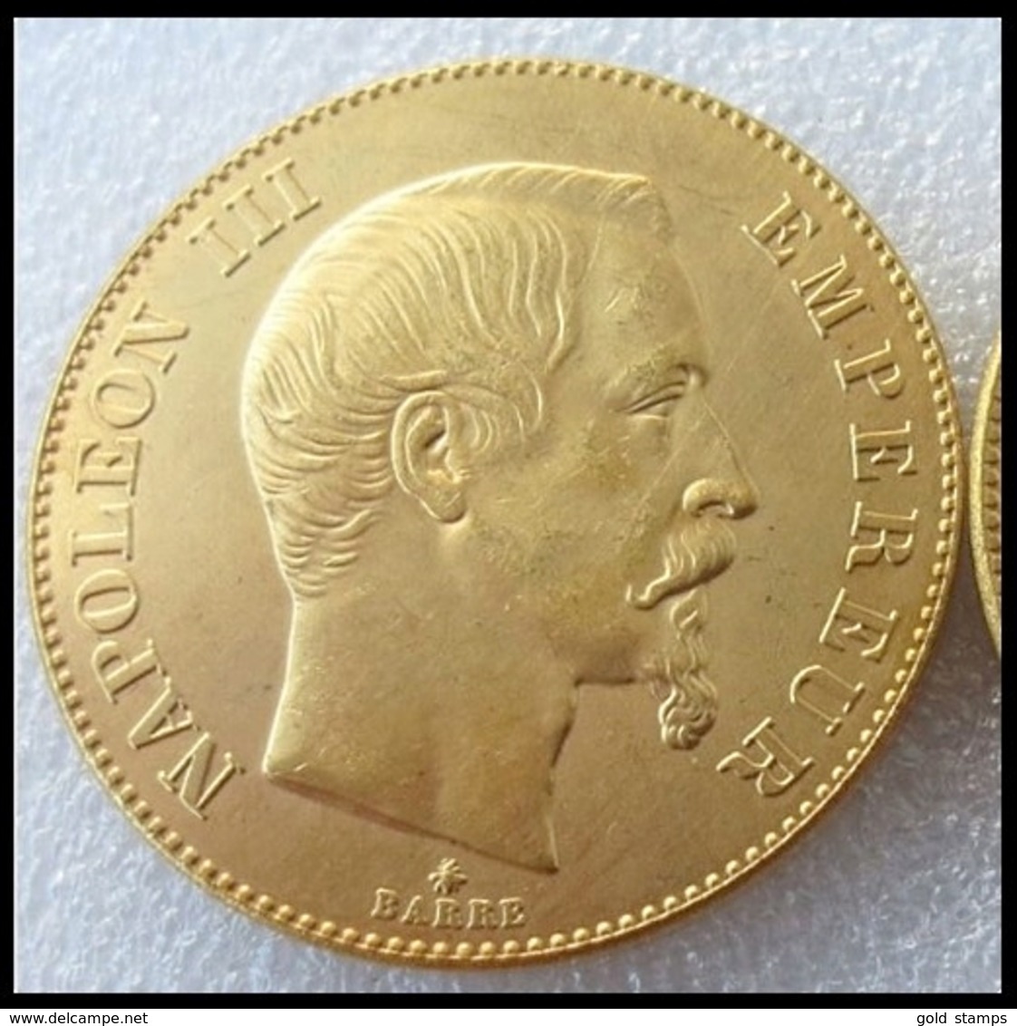 COPIE - 1 Pièce Plaquée OR Sous Capsule ! ( GOLD Plated Coin ) - France - 100 Francs Napoléon III Tête Nue 1855 BB - Autres & Non Classés