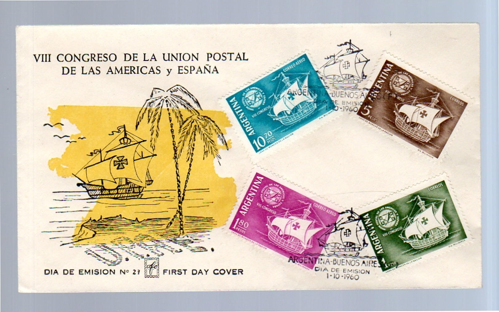 UPU Congress Ship FDC 1960 UPAE (a192) - FDC