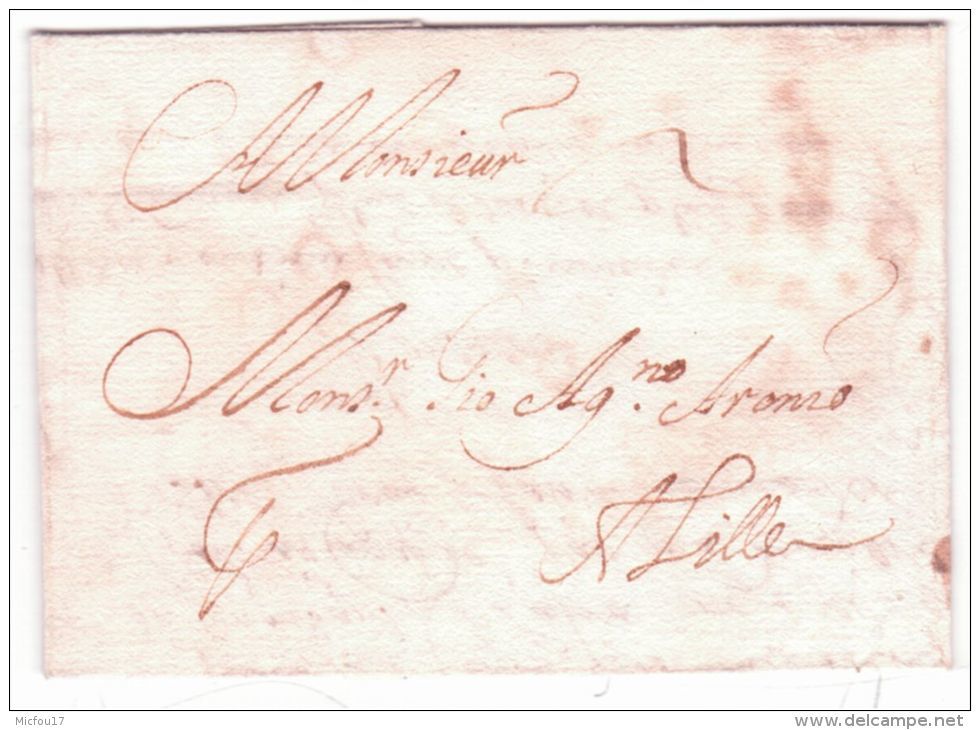 1678- Letter From Ypre ( Ieperen)  To Lille (France )  Rating 2 Patars - 1621-1713 (Spaanse Nederlanden)