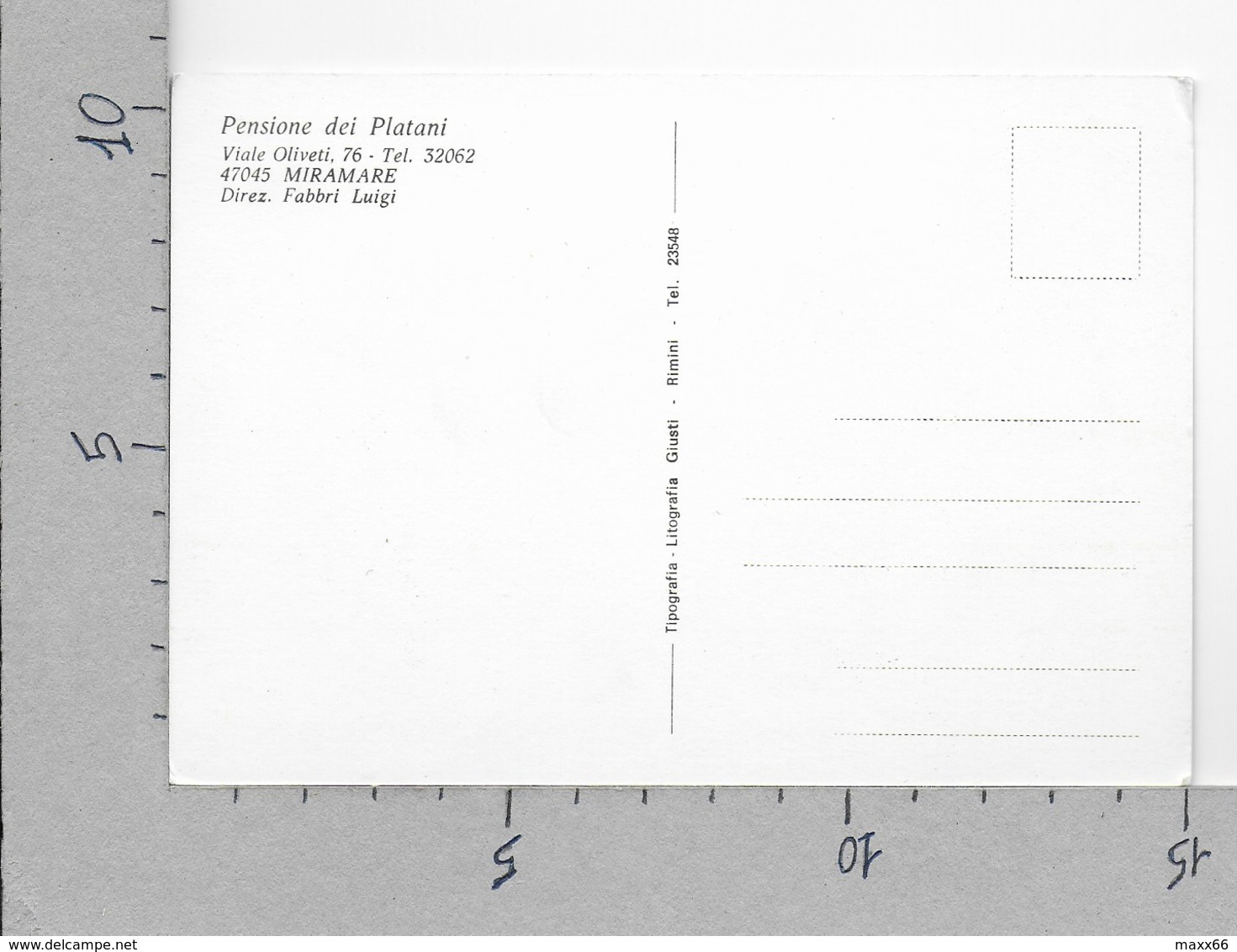 CARTOLINA NV ITALIA - MIRAMARE DI RIMINI - Pensione Dei Platani - 10 X 15 - Rimini