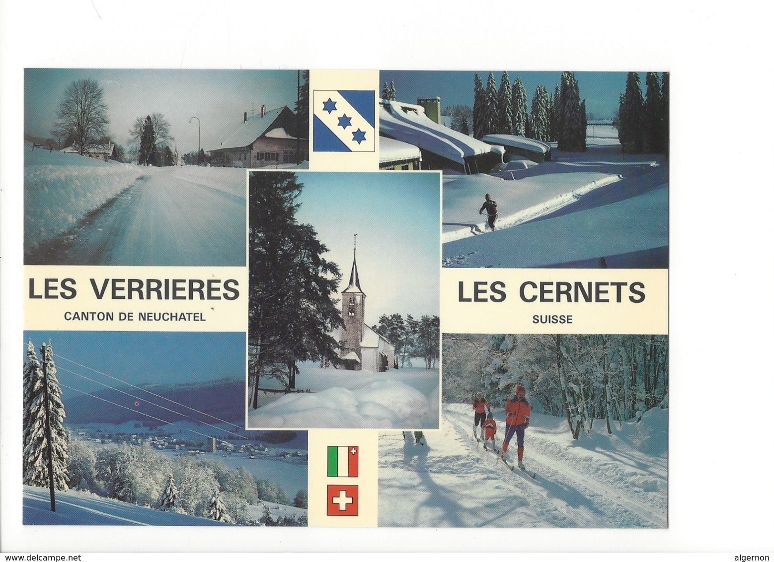 19586 - Les Verrières Les Cernets Skieurs (Format 10X15) - Les Verrières