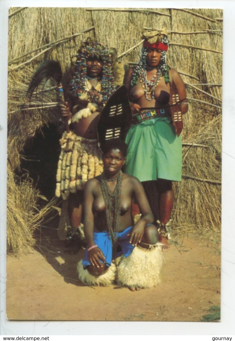 Afrique Du Sud Tribal Life : Zulu Witch Doctor Wearing His Fine Headdress Zulu Maidens Beads Skin Leggings (Zoloe Zoulou - Afrique Du Sud