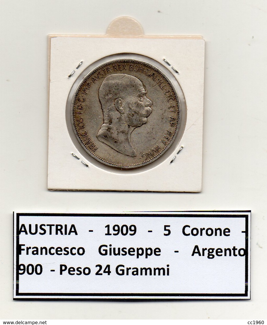 Austria - 1909 - 5 Corone - Argento - (MW81) - Austria