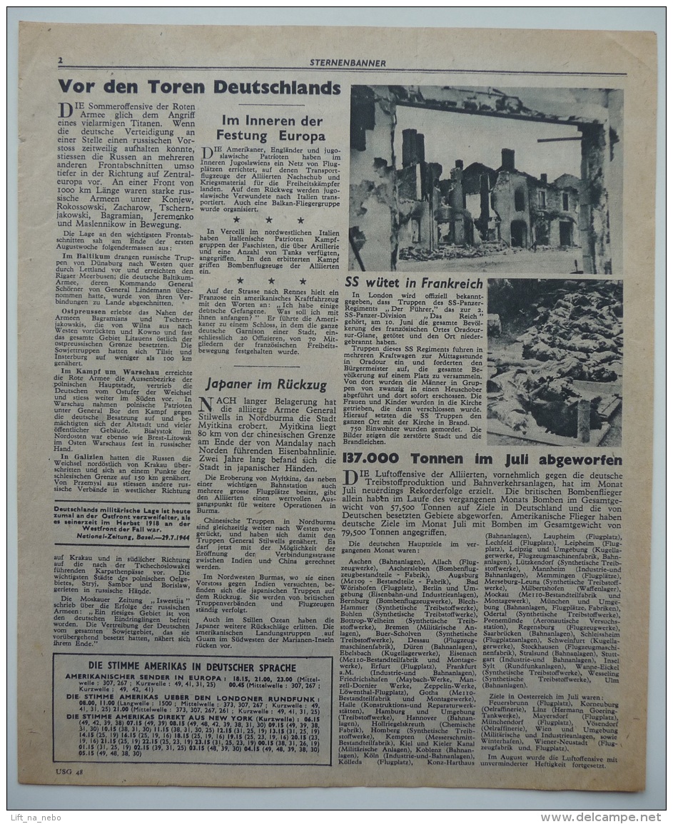 WWII WW2 Tract Flugblatt Propaganda Leaflet In German Code USG.48, Sternenbanner, No. 17, 9 August 1944  FREE SHIPPING - Non Classés