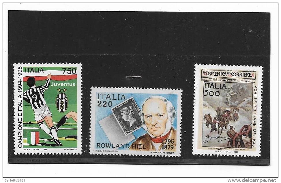 3 Francobolli - Lire  750 Campione D'italia - Lire 220 Rowland Hill - Lire 500 Domenica Del Corriere - - 1991-00: Neufs