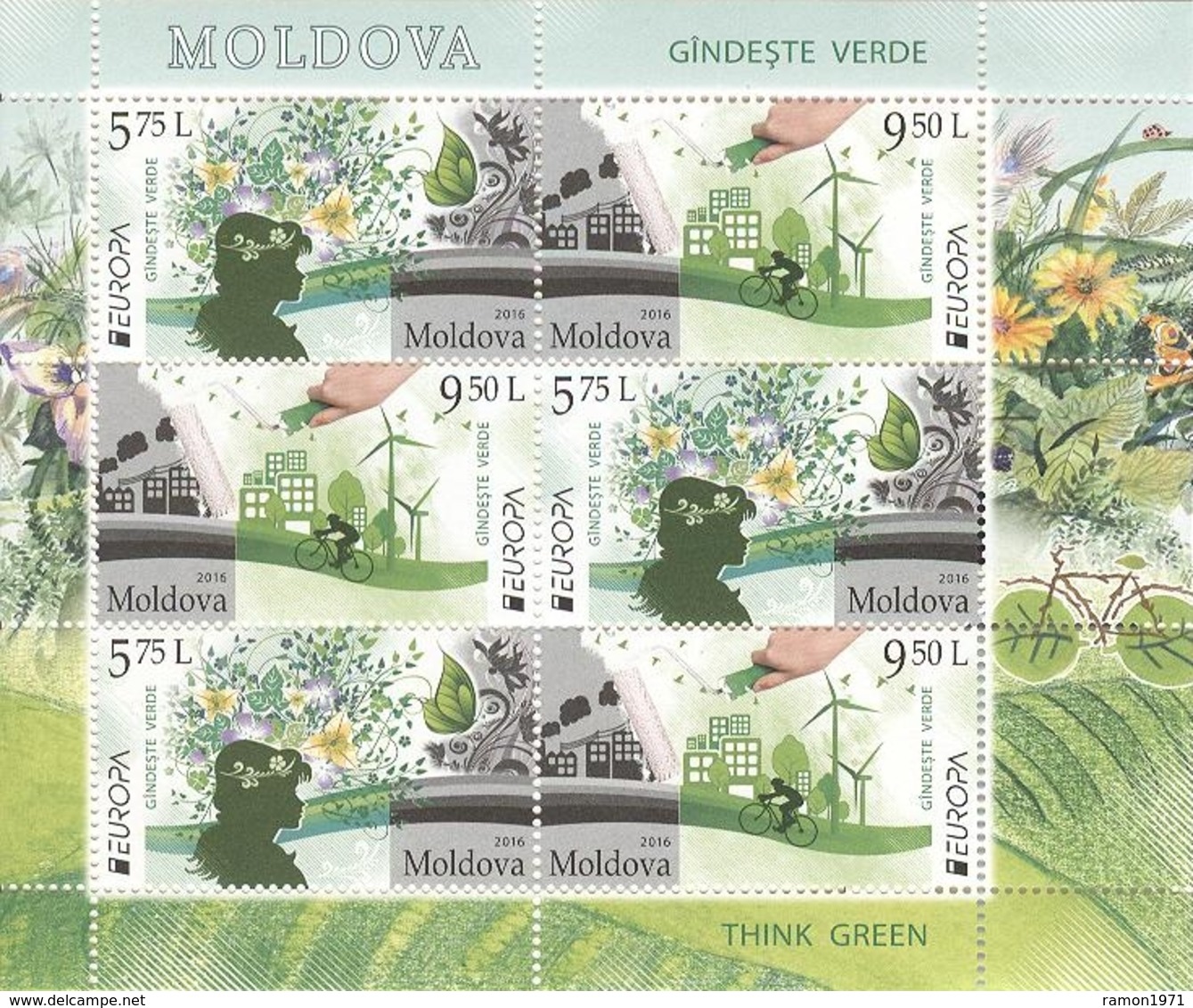 Block Of Stamps Of Moldova In Super-cover -Think Green -  2016 UNC - Moldova