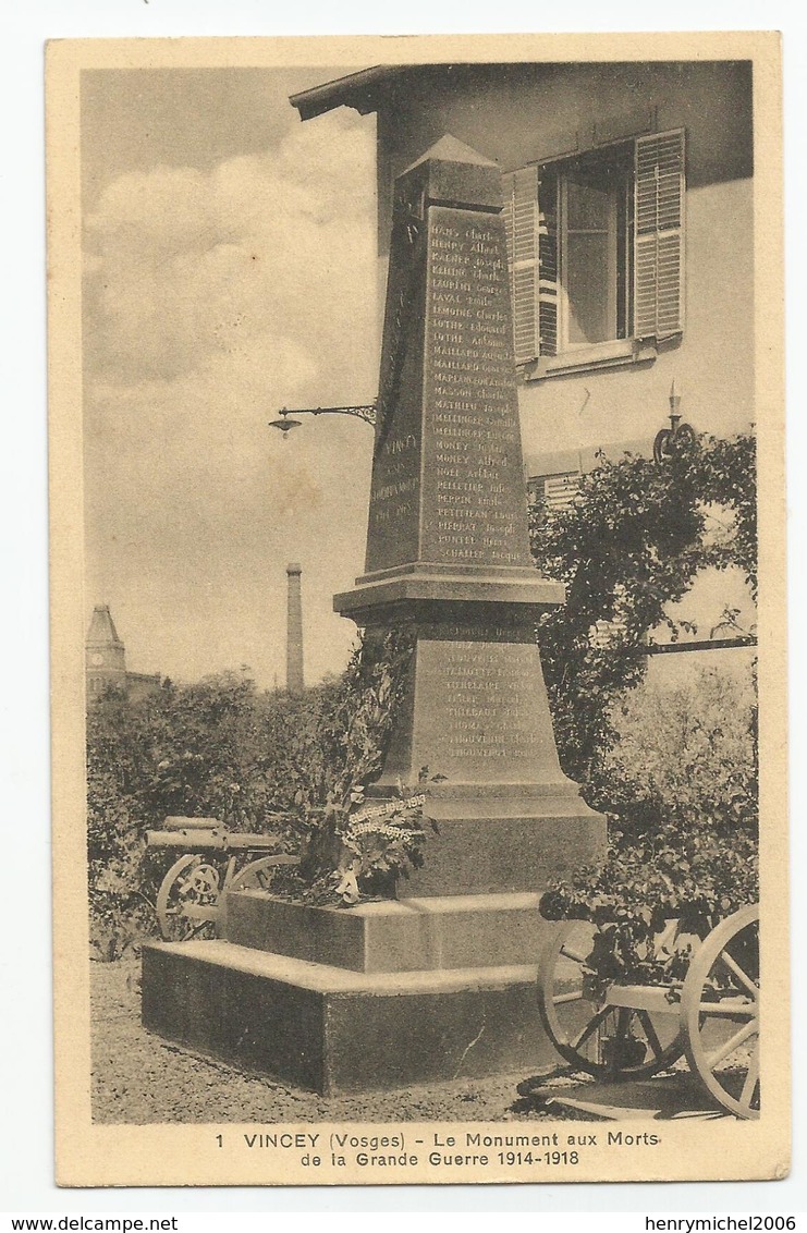 Vosges - 88 - Vincey Monument Aux Morts 14-18 Canons Ed Blaise Tabac - Vincey