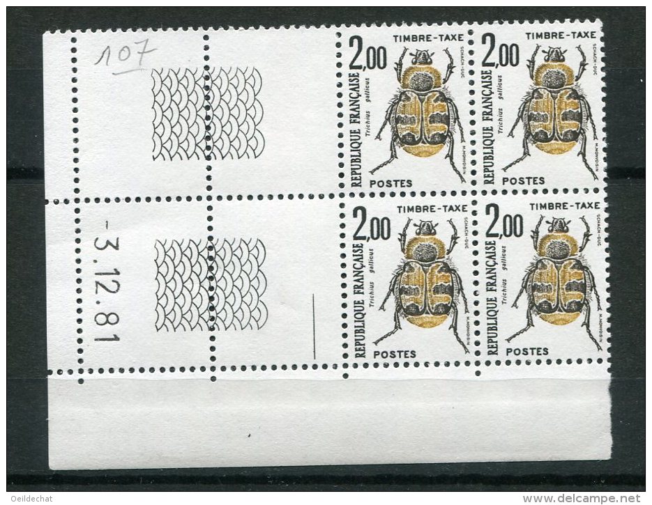 6334  - FRANCE    Taxe  N°107** 2Fr  Noir Et Brun-jaune    Du  3/12/81   TTB - Strafport