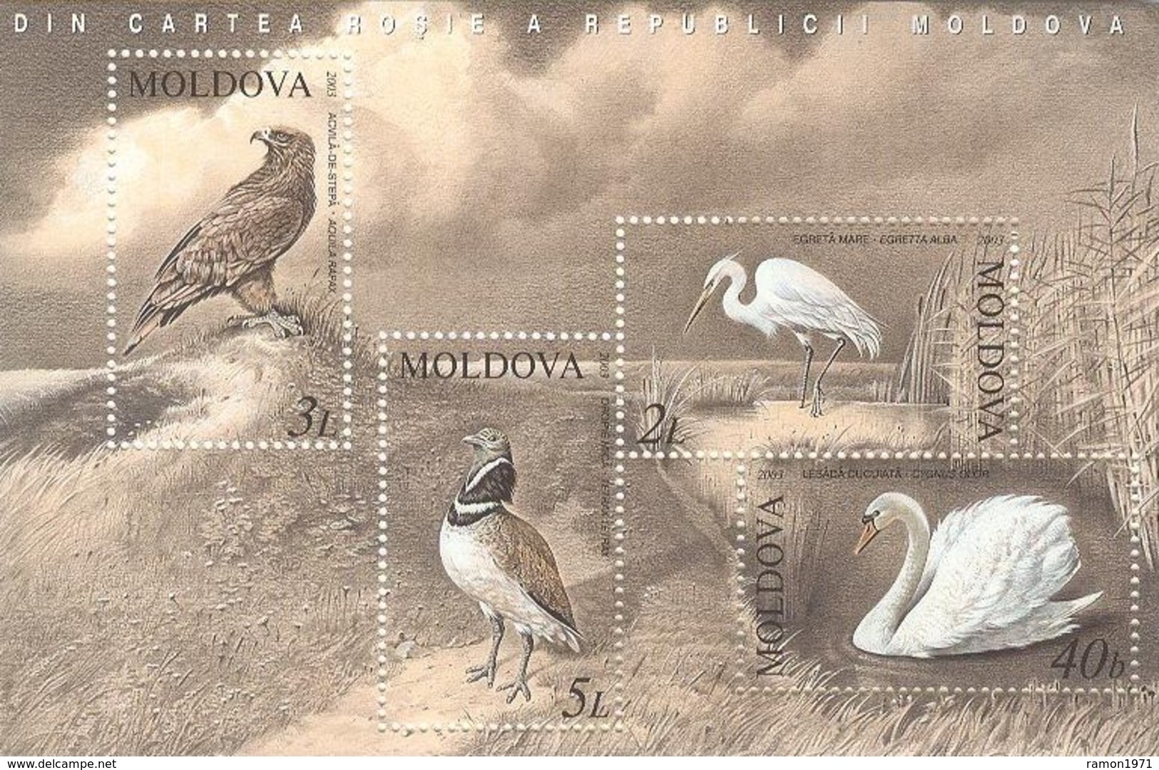 Block Of Stamps Of Moldova - The Red Book Of Endangered Animals Of Republic Of Moldova - 2003 UNC - Moldova