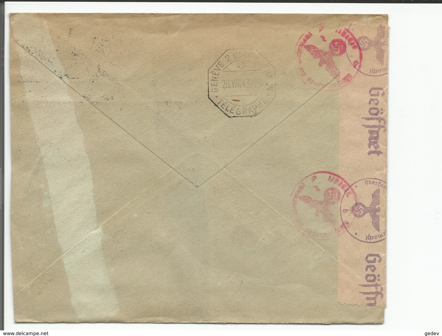 Suède, Lettre Exprès Par Avion, Censure, A.B. Gehlins Fröhandel Malmö - Genthod Suisse (13.8.1943) - 1930- ... Rouleaux II