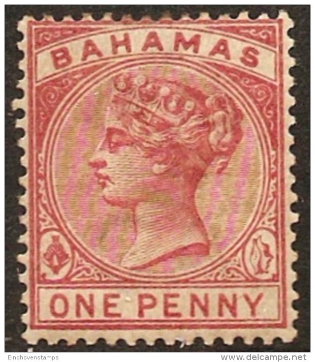 Bahamas 1884 Queen Victoria 1 D Carmine 1 Value MH (large Mounts) - 1859-1963 Crown Colony