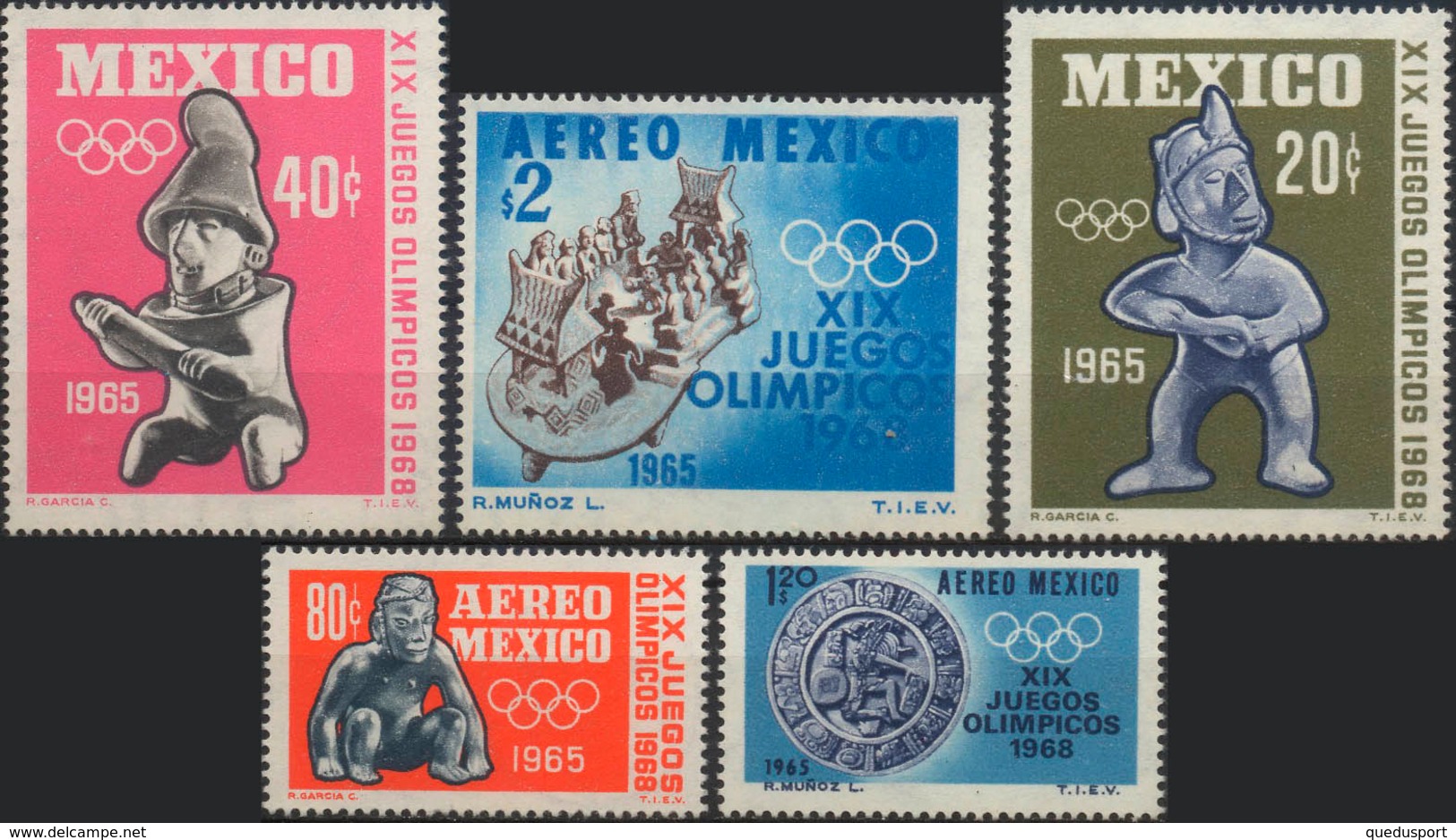 //// MEXIQUE - Yvert 721 / 722** / A 261 / 263** - Michel : 1192 / 1196** - Ete 1968: Mexico