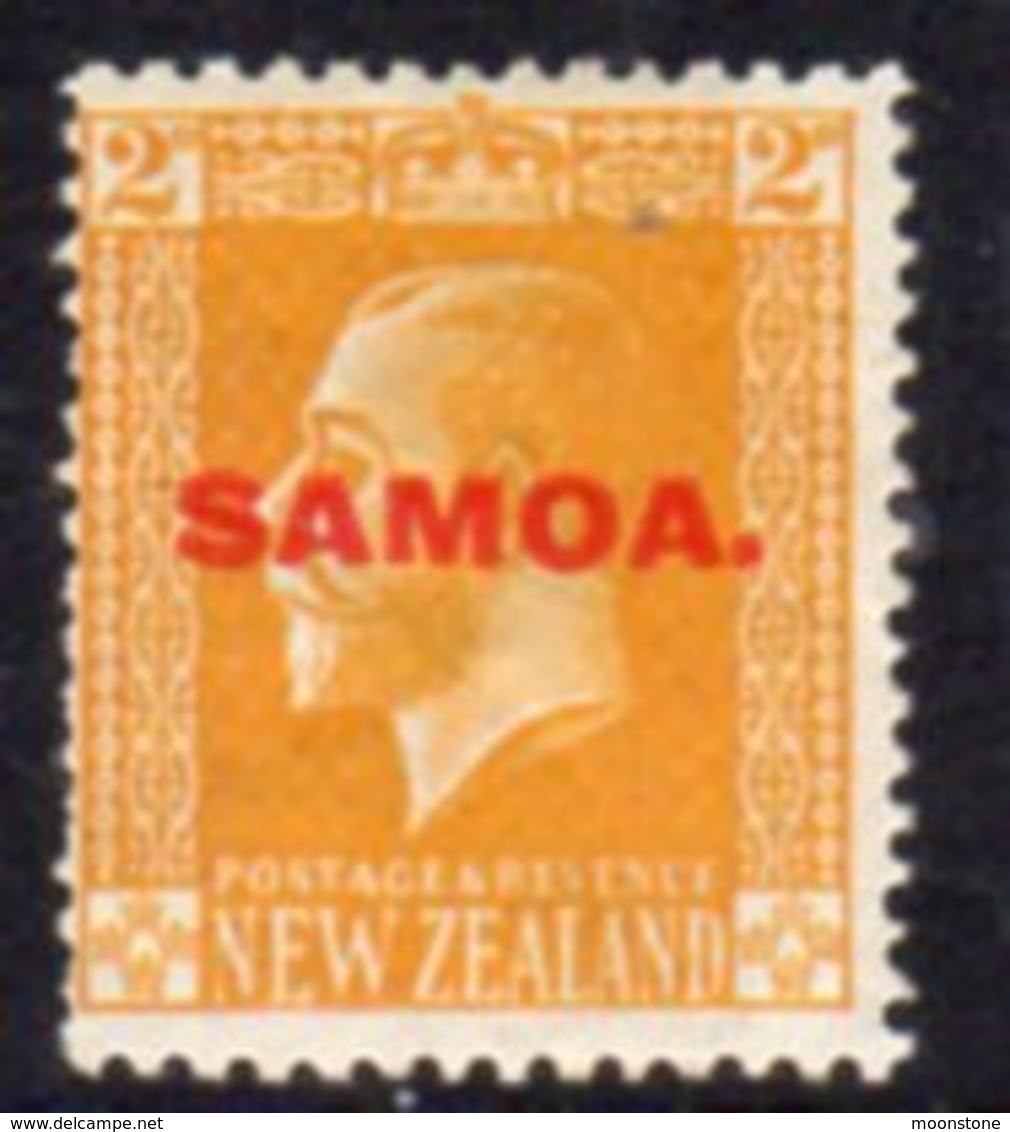 Samoa 1916-9 GV Head  Typo 2d Yellow Overprint On NZ, Hinged Mint, SG 137 - Samoa