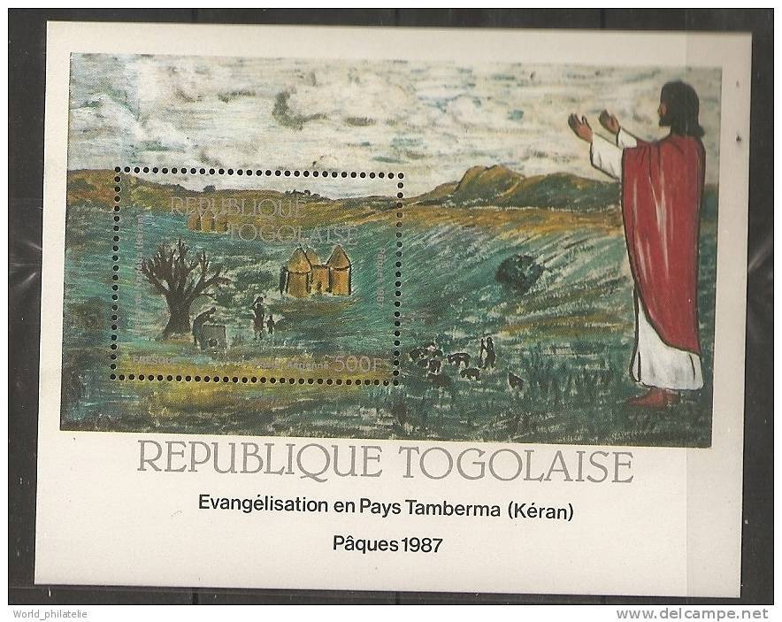 Togo 1987 N° BF 259 ** Pâques, Fresques, Eglise, Nadoban, Montagne, Jésus, Berger, Moutons, Chateau - Togo (1960-...)