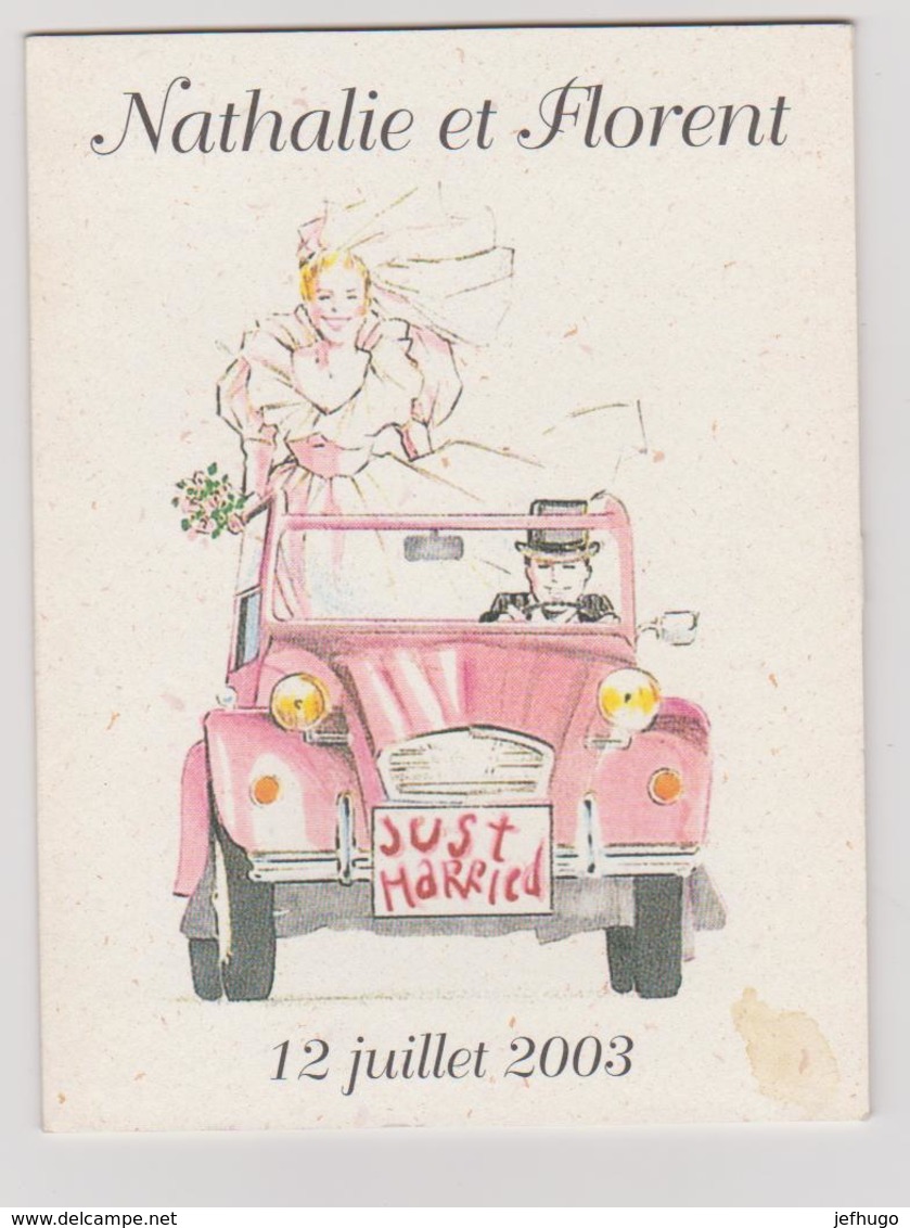 FAIRE PART DE MARIAGE PUZZLE .CITROEN 2 CV CITROEN DECAPOTABLE AVEC MARIES - Boda