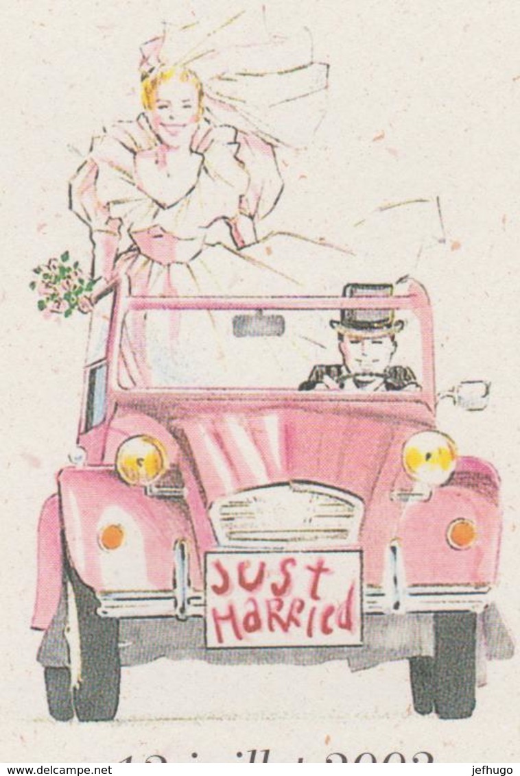 FAIRE PART DE MARIAGE PUZZLE .CITROEN 2 CV CITROEN DECAPOTABLE AVEC MARIES - Boda