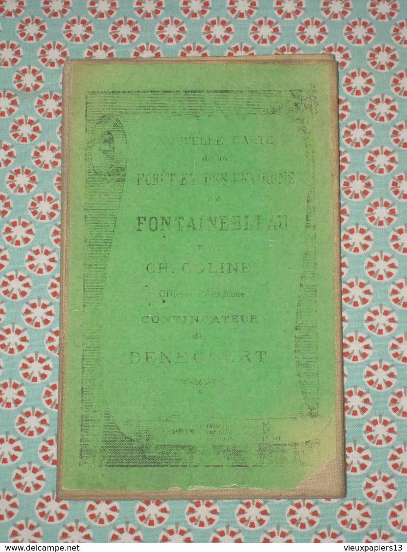 Ancienne Carte XIXe Entoilée ~1880 Forêt Et Environs De Fontainebleau - Colinet - Denecourt - Geographical Maps