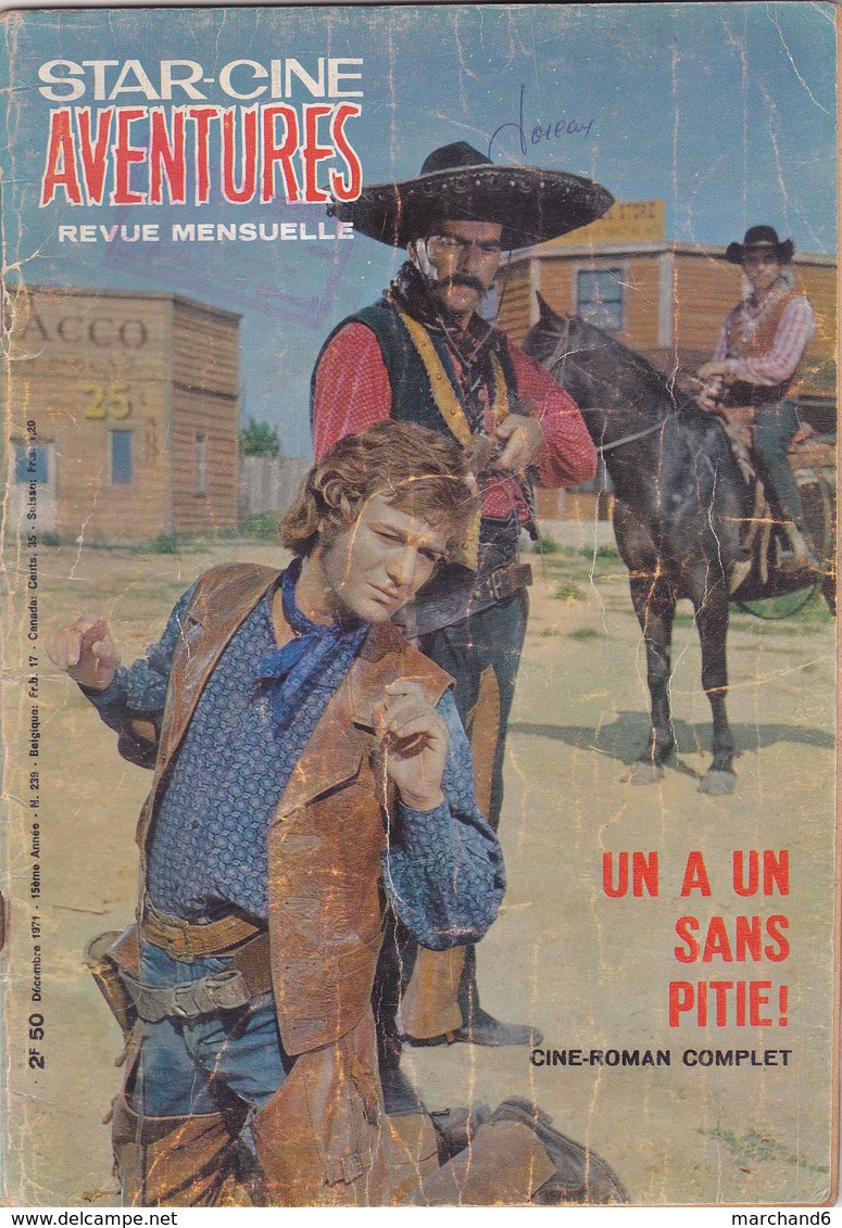 Star Ciné Aventures Film Un A Un Sans Pitié Avec Peter Lee Lawrence Sidney Chaplin N°239 Décembre 1971 - Films