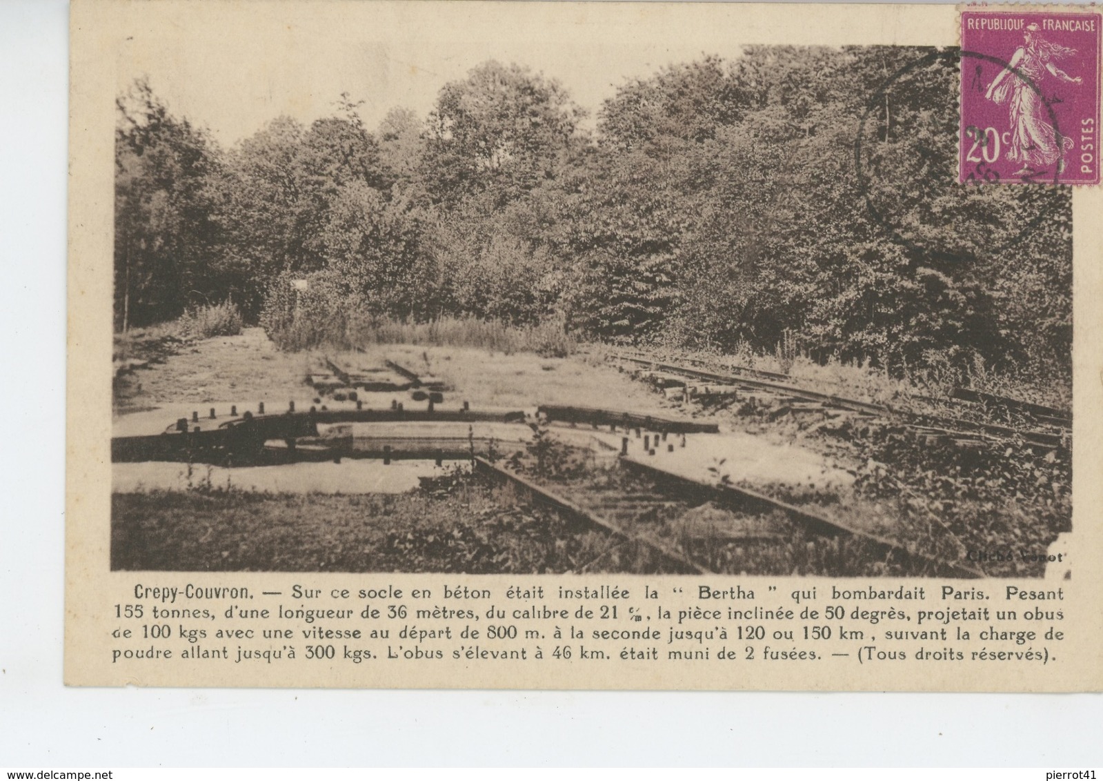 GUERRE 1914-18 - CREPY COUVRON - Sur Ce Socle En Béton était Installée La "BERTHA " Qui Bombardait Paris - Weltkrieg 1914-18