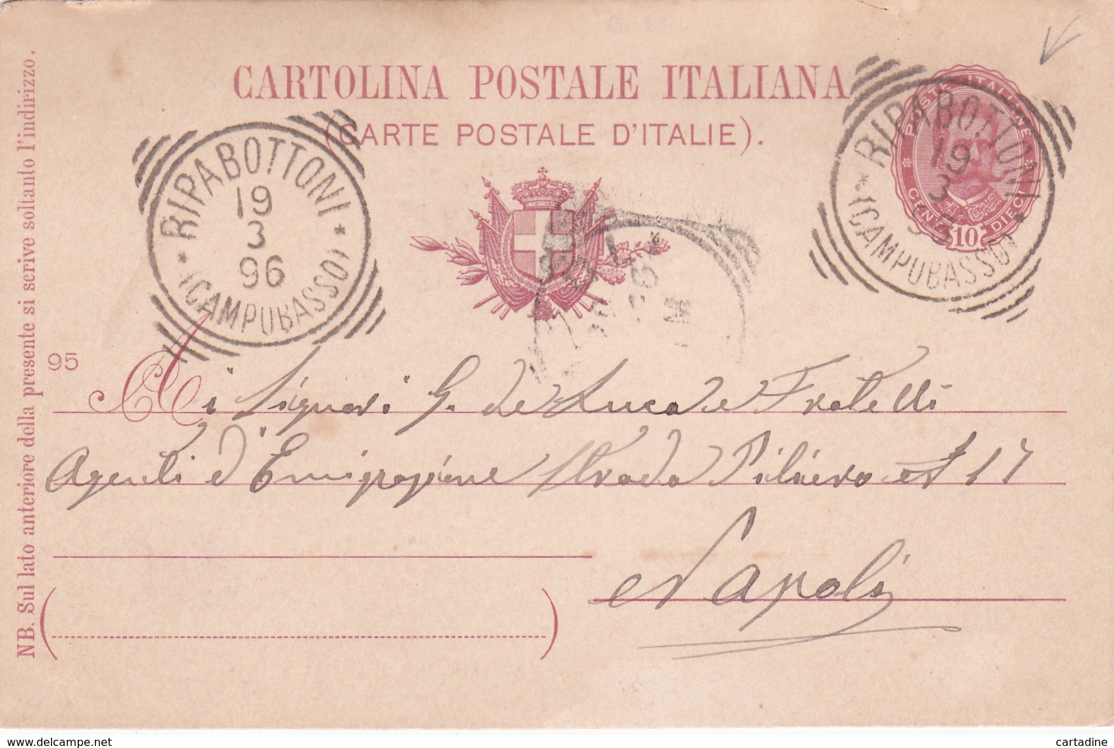 Ancien E.P. Cartolina Postale Italiana - 1896 - Beaux Cachets (Ripabottoni) - Stamped Stationery