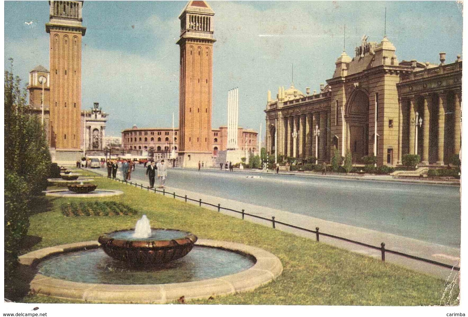 BARCELONA PLAZA DE ESPAGNA CART X ITALIA - Storia Postale