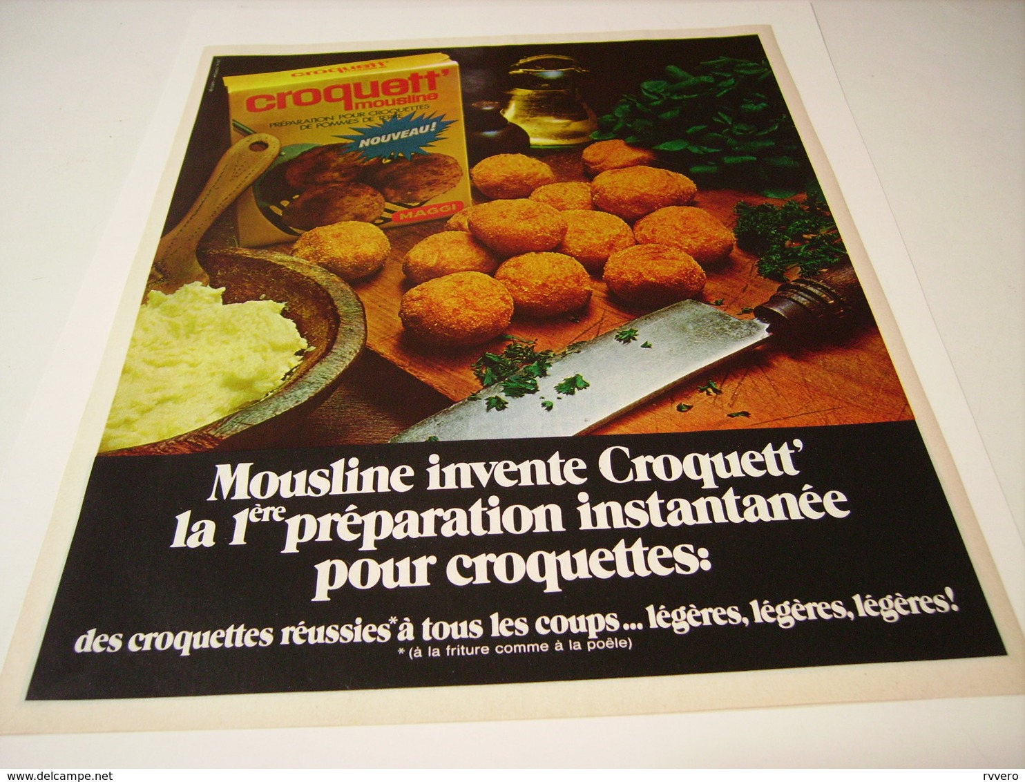 ANCIENNE PUBLICITE CROQUETT DE  MOUSLINE 1970 - Posters