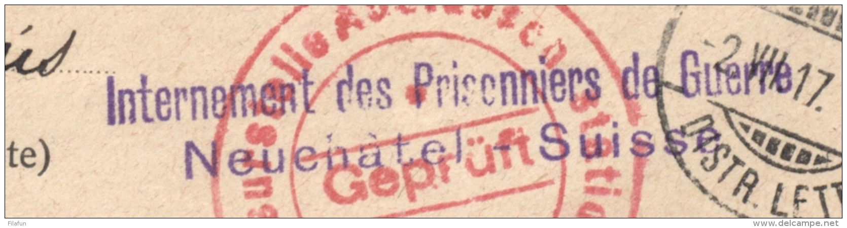 Schweiz - 1917 - Konstanz Censored POW-cover From Interné Belge Neuchatel To Anvers / België - Documenten