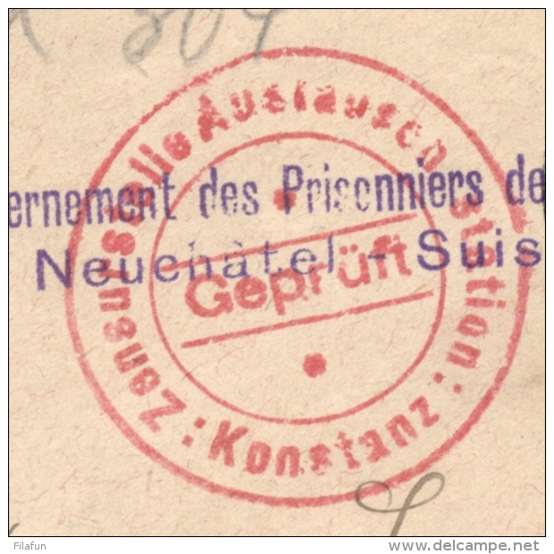 Schweiz - 1917 - Konstanz Censored POW-cover From Interné Belge Neuchatel To Anvers / België - Documenten