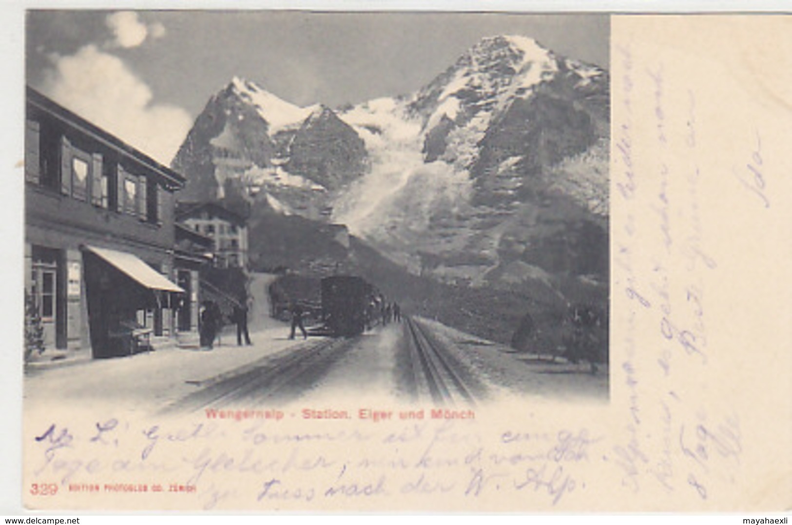 Station Wengernalp - Bahnstempel - Vignette Jungfraubahnen Bauleitung - 1902      (80319) - Gares - Avec Trains