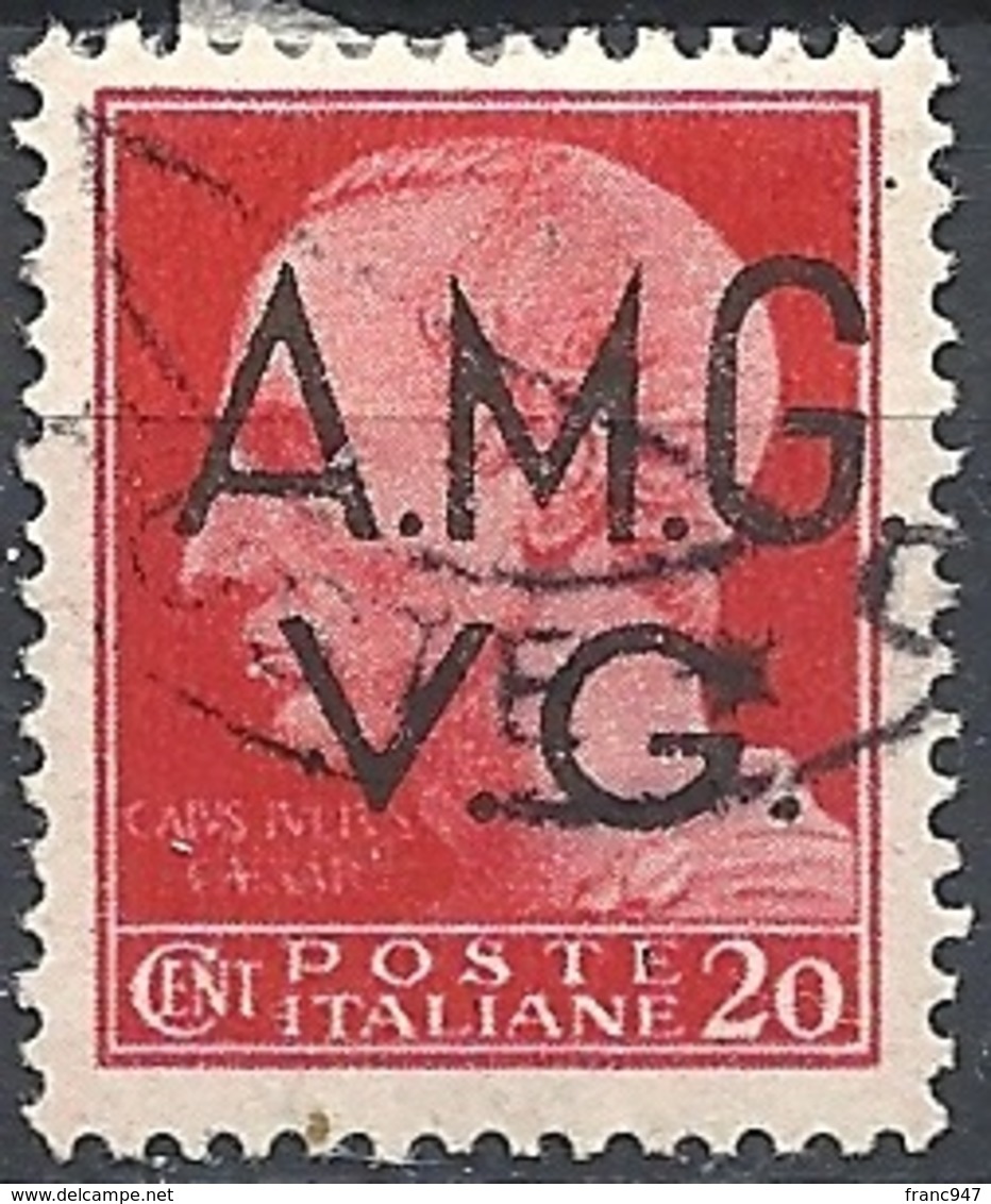 Italia, 1945 Soprastampato "A.M.G.V.G." 20c Carminio, Senza F. # Michel 5 - Scott 1LN7B - Sassone 5 - USATO - Gebraucht