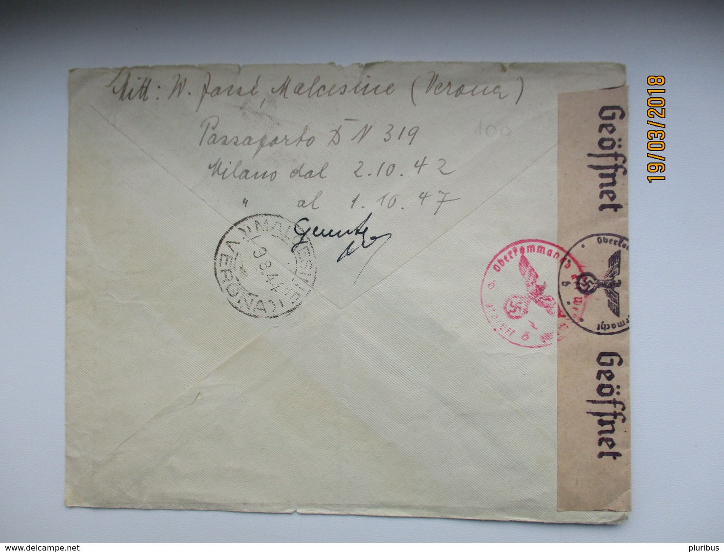 1944 ITALY MALCESINE  VERONA  TO SWEDEN , GERMAN WEHRMACHT CENSOR , AIR MAIL COVER  ,  0 - Altri & Non Classificati