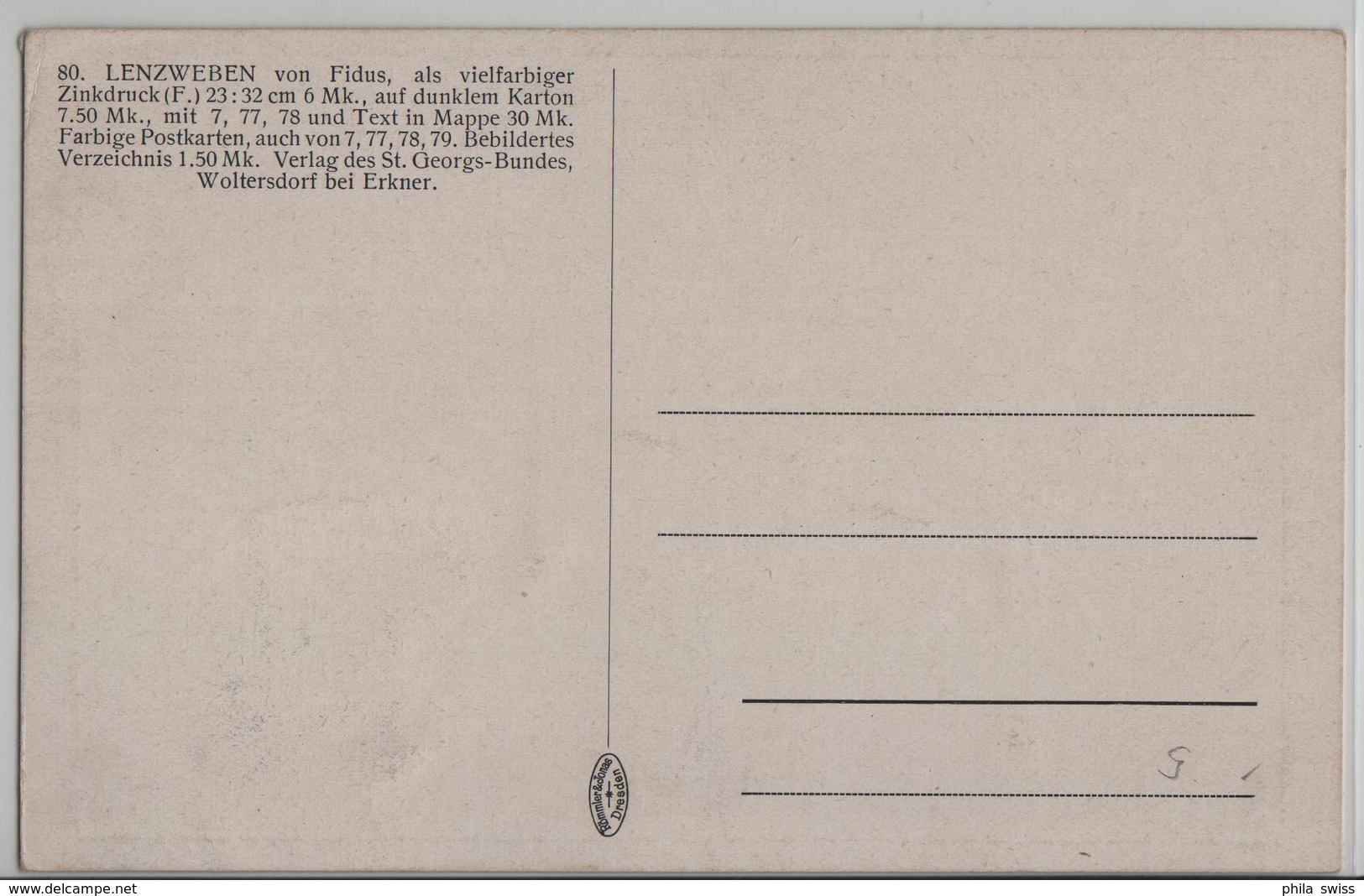 Fidus 80. Lenzweben, Als Vielfarbiger Zinkdruck - Fidus